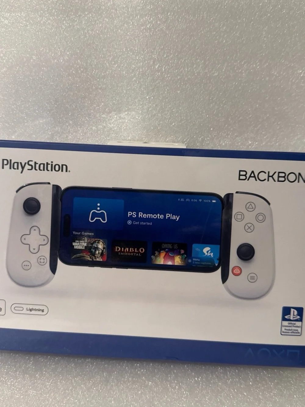LIGHTNING Sony White Backbone-style Mobile Controller for PS Remote Play